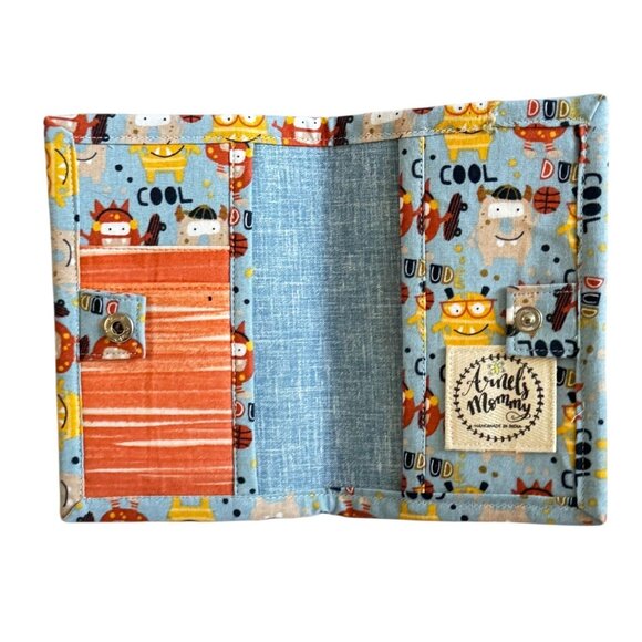 Handmade Childrens Fabric Wallet With Fun Cartoon Monster Design Snap Closure An - Picture 2 of 6